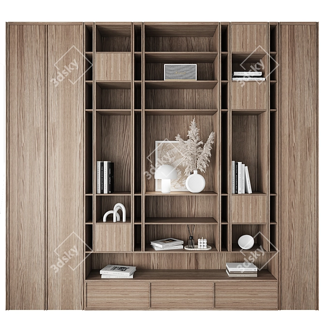 Modern Two-Tone Bookcase Bundle 3D model image 1