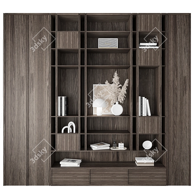 Modern Two-Tone Bookcase Bundle 3D model image 2