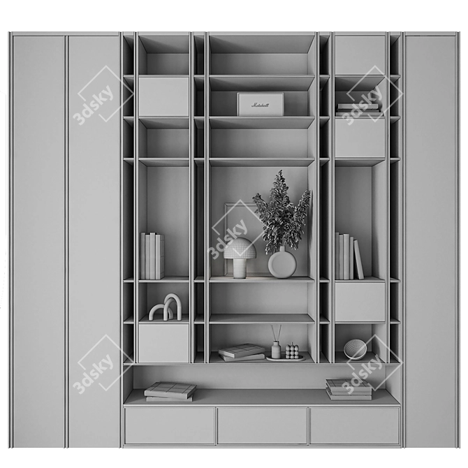 Modern Two-Tone Bookcase Bundle 3D model image 6