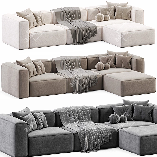 Stylish Modular Velvet Sofa Lennon 3D model image 1