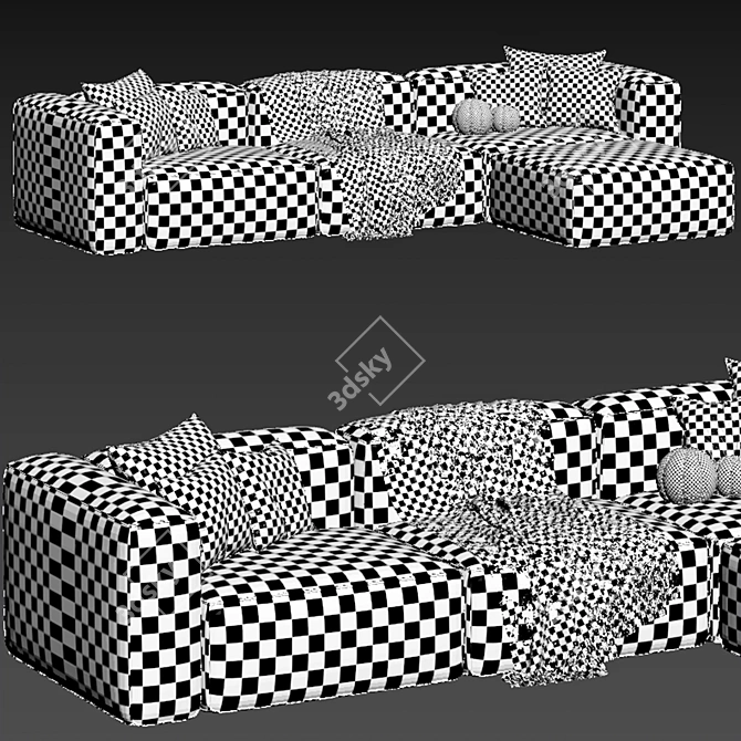 Stylish Modular Velvet Sofa Lennon 3D model image 6