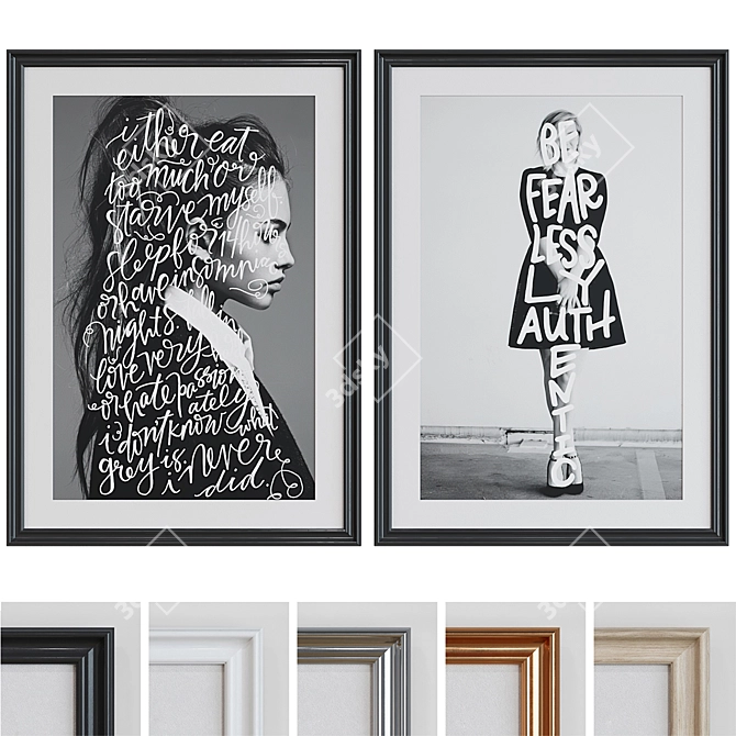 Decorative Art Portrait Frame Set. 3D model image 1