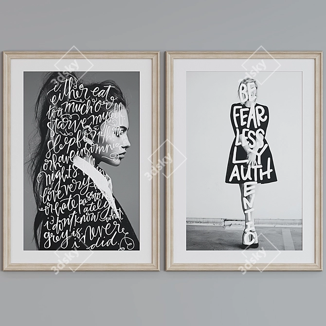 Decorative Art Portrait Frame Set. 3D model image 3