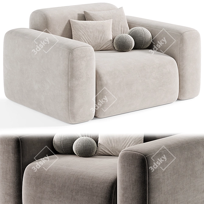 Contemporary Beige Armchair by Litfad 3D model image 1