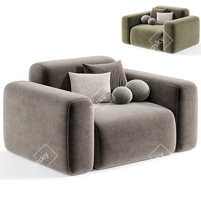 Contemporary Beige Armchair by Litfad 3D model image 2