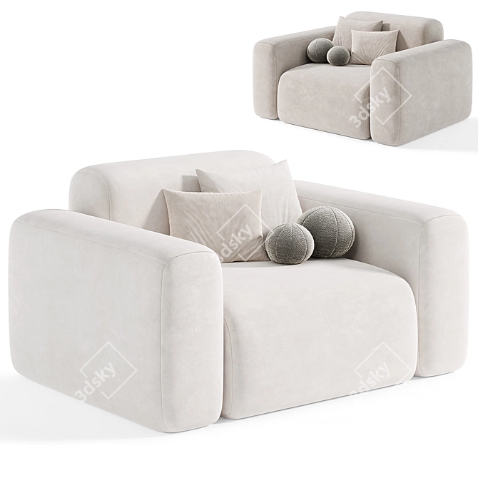 Contemporary Beige Armchair by Litfad 3D model image 3