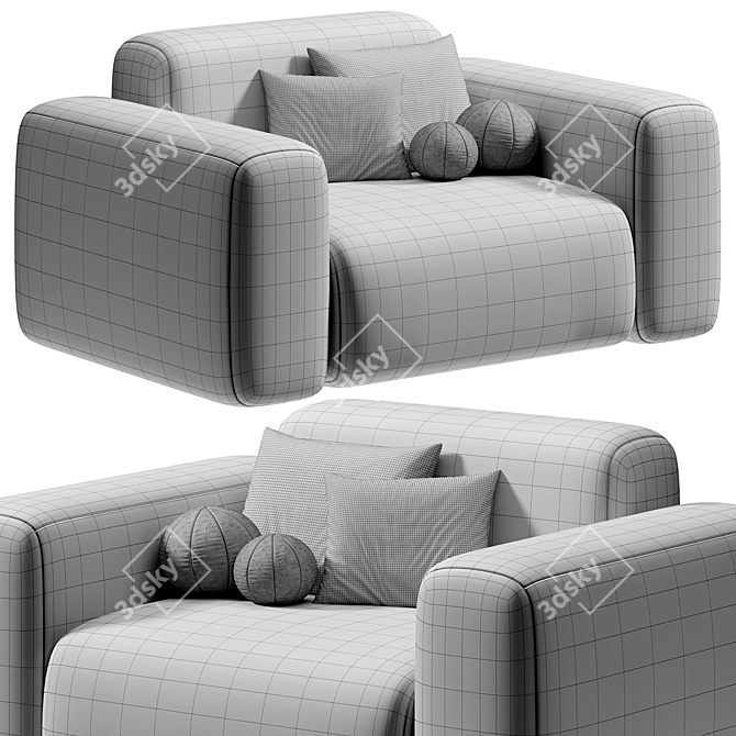 Contemporary Beige Armchair by Litfad 3D model image 4