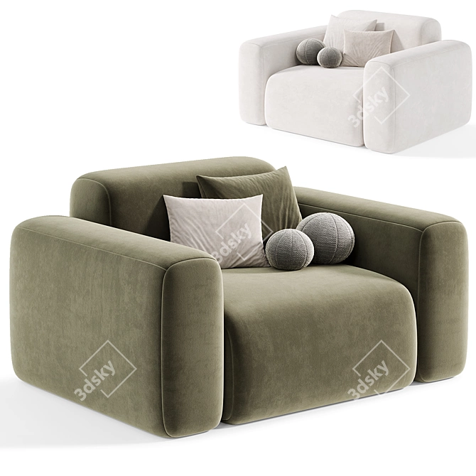 Contemporary Beige Armchair by Litfad 3D model image 5