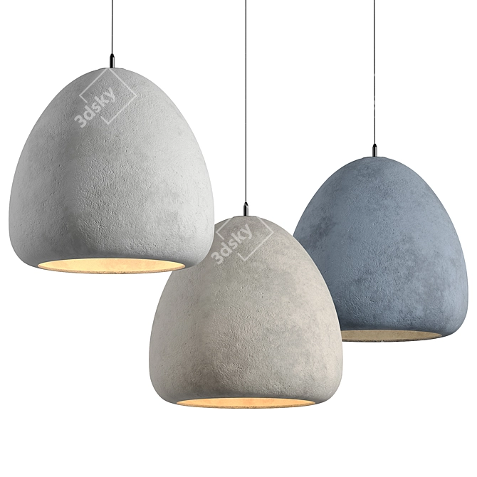 Artisan Rustic Ceramic Pendant Light 3D model image 1