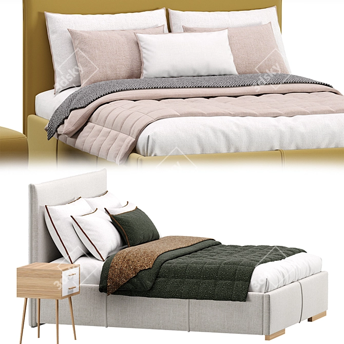  Velvet Slipson Bed by Divan.ru 3D model image 3