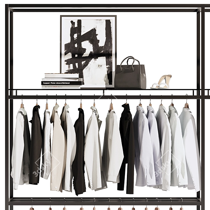 Title: Modern Beige Wardrobe System 3D model image 3