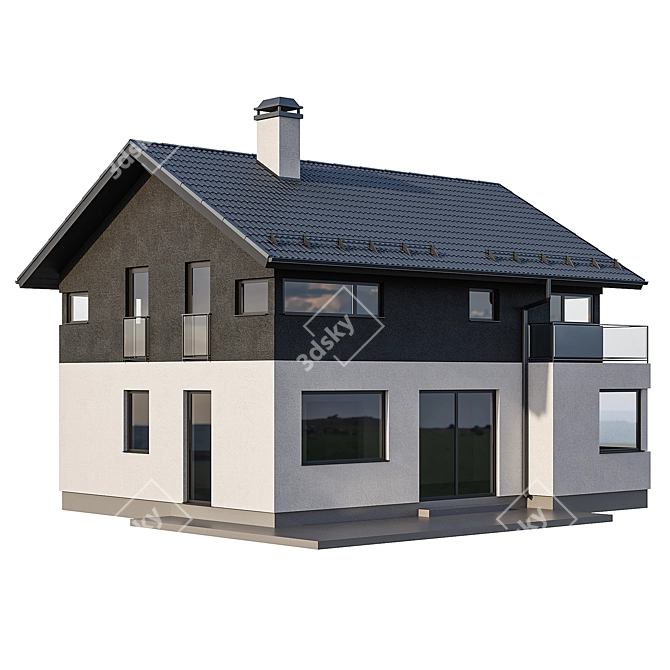 European Style Two-Story Country Cottage 3D model image 2