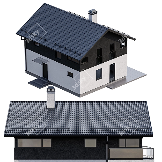 European Style Two-Story Country Cottage 3D model image 5