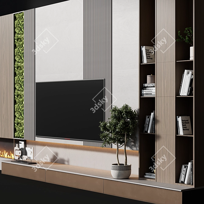 Modern TV Wall Panel Shelving 3D model image 3