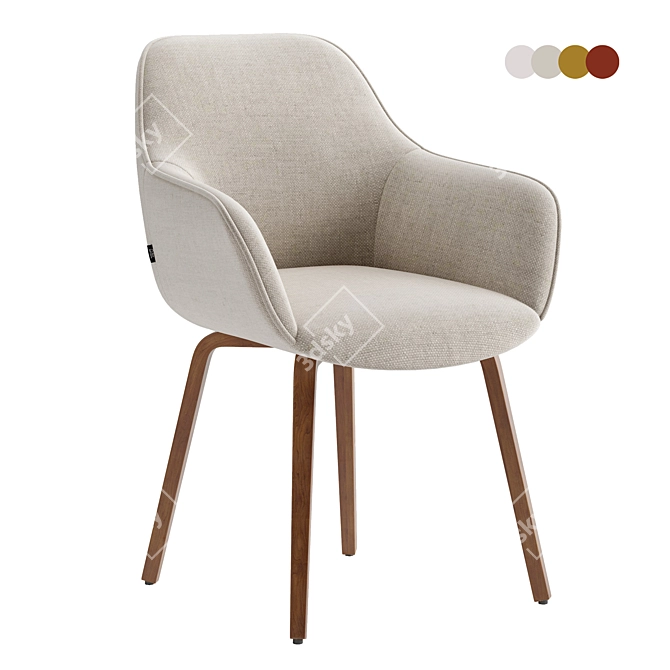 Shearling Dining Chair, Solid Woodlegs 3D model image 1