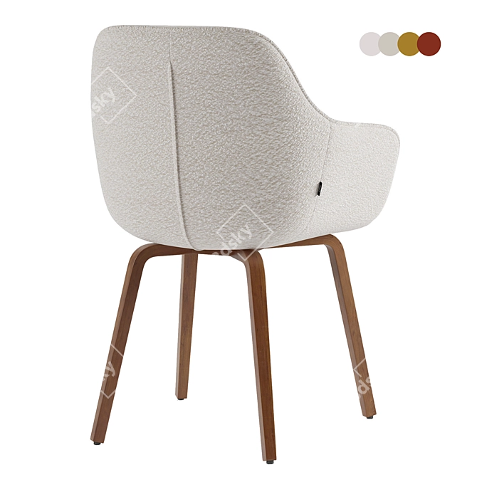 Shearling Dining Chair, Solid Woodlegs 3D model image 5