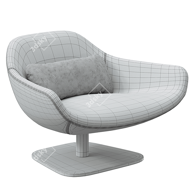 Modern Longhi Armchair, Satin Nickel 3D model image 4