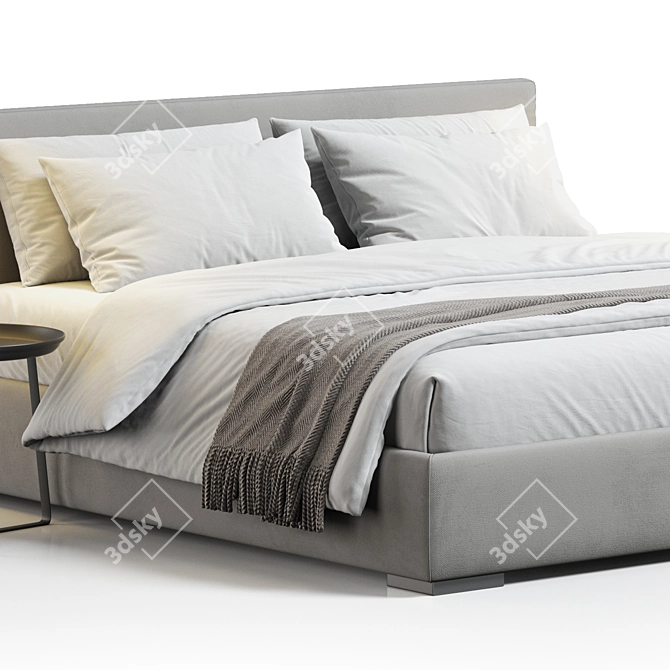 Sleek Meridiani Stone Bed 3D model image 2