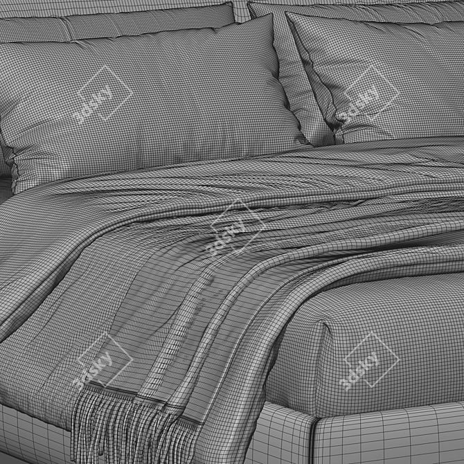 Sleek Meridiani Stone Bed 3D model image 3