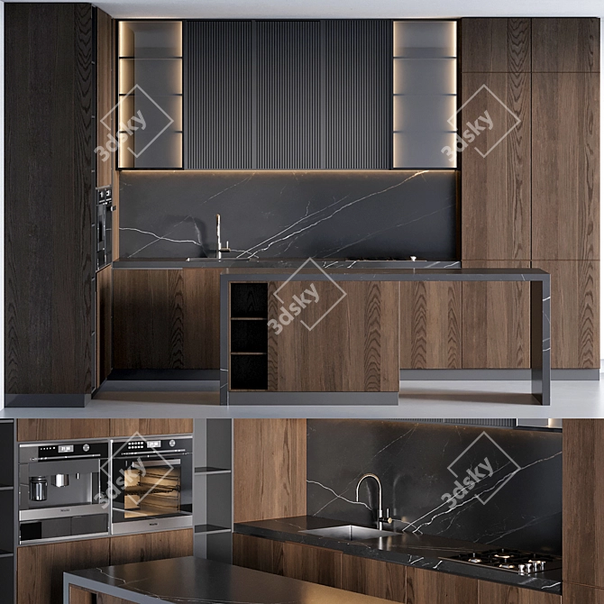 Realistic Kitchen 3D Model Asset 3D model image 1