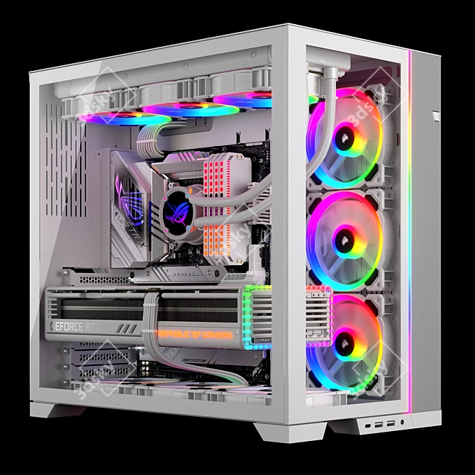 Motion-Blurred Gaming PC Kit 3D model image 1