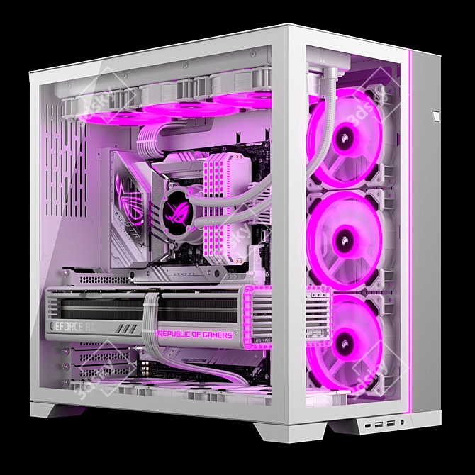 Motion-Blurred Gaming PC Kit 3D model image 3