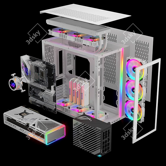 Motion-Blurred Gaming PC Kit 3D model image 6