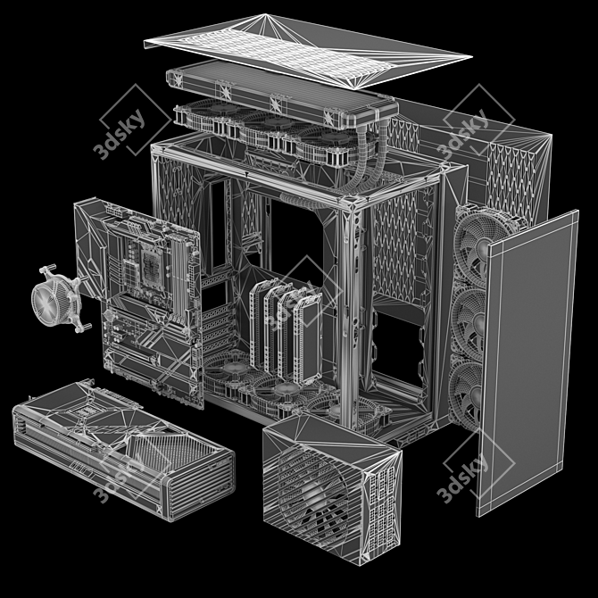 Motion-Blurred Gaming PC Kit 3D model image 7