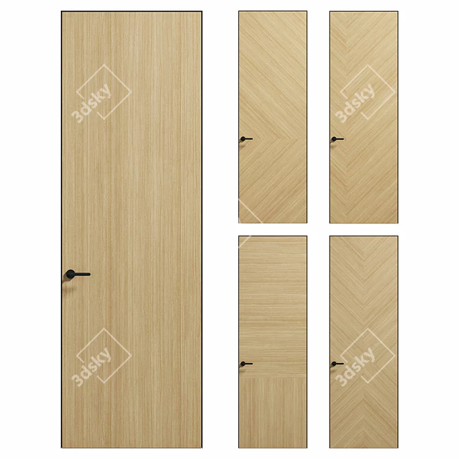 Golden Matte Rift Oak Doors 3D model image 1