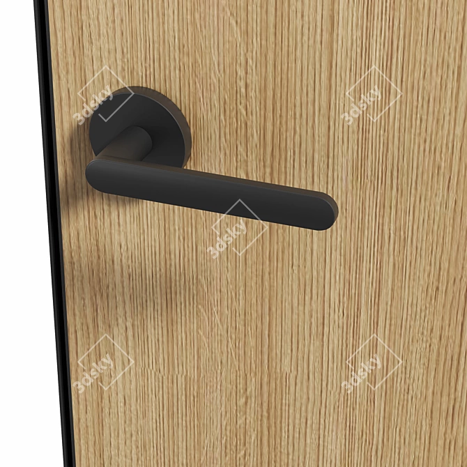 Golden Matte Rift Oak Doors 3D model image 3