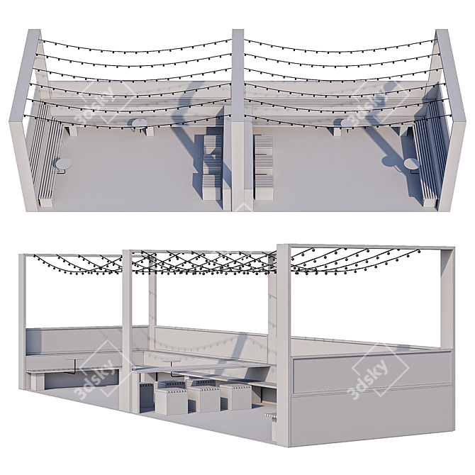 City Parklet with Yellow Tables 3D model image 7