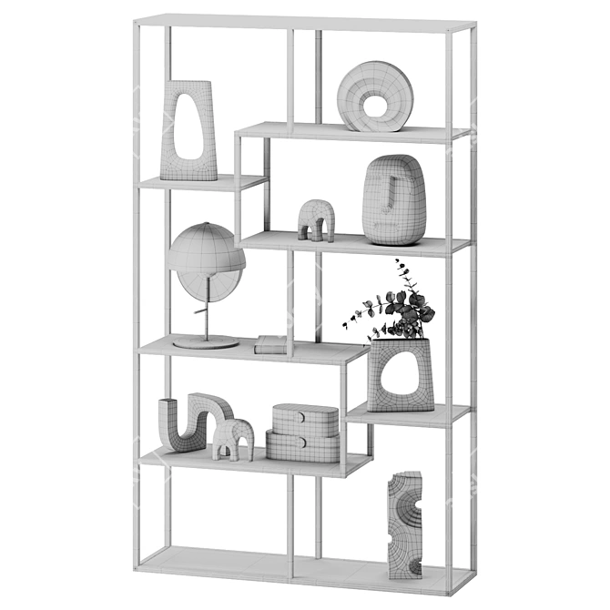 Cosmo Metal Shelving with Black Shelves 3D model image 5