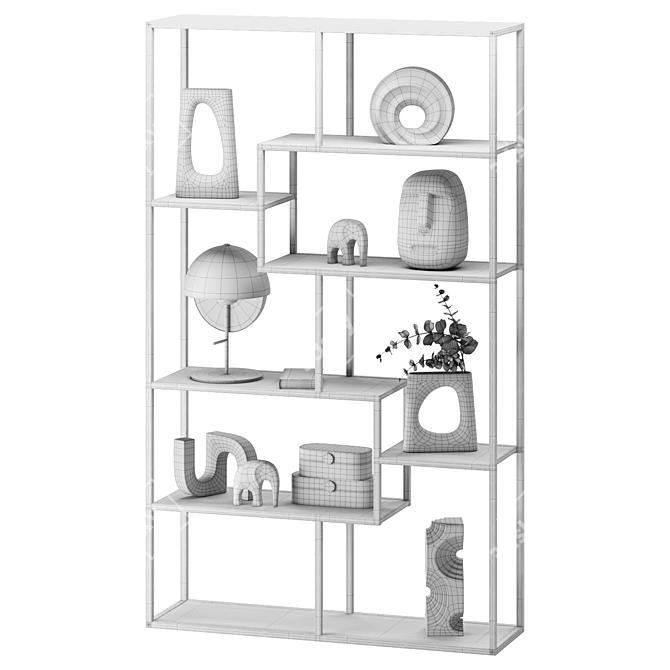 Cosmo Metal Shelving with Black Shelves 3D model image 6