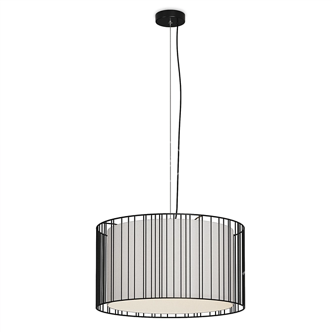 Modern Hanging Steel and Textile Lamp 3D model image 3