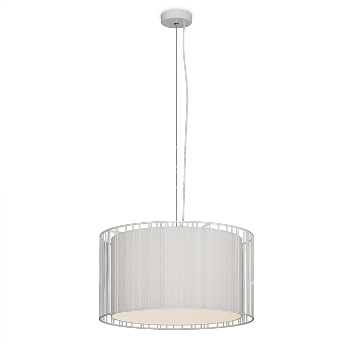 Modern Hanging Steel and Textile Lamp 3D model image 4