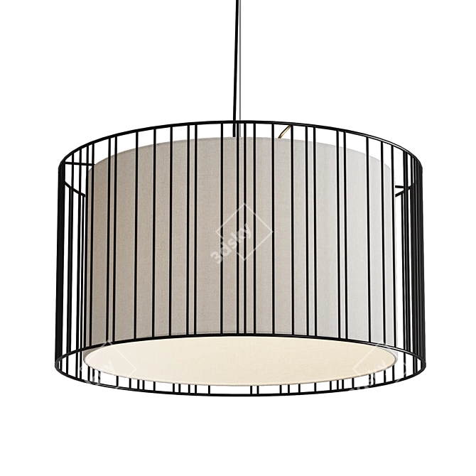 Modern Hanging Steel and Textile Lamp 3D model image 5