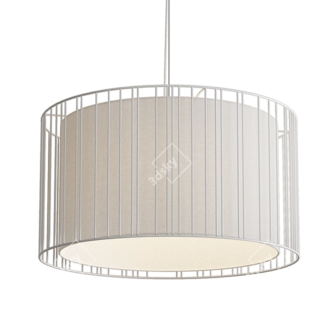 Modern Hanging Steel and Textile Lamp 3D model image 6