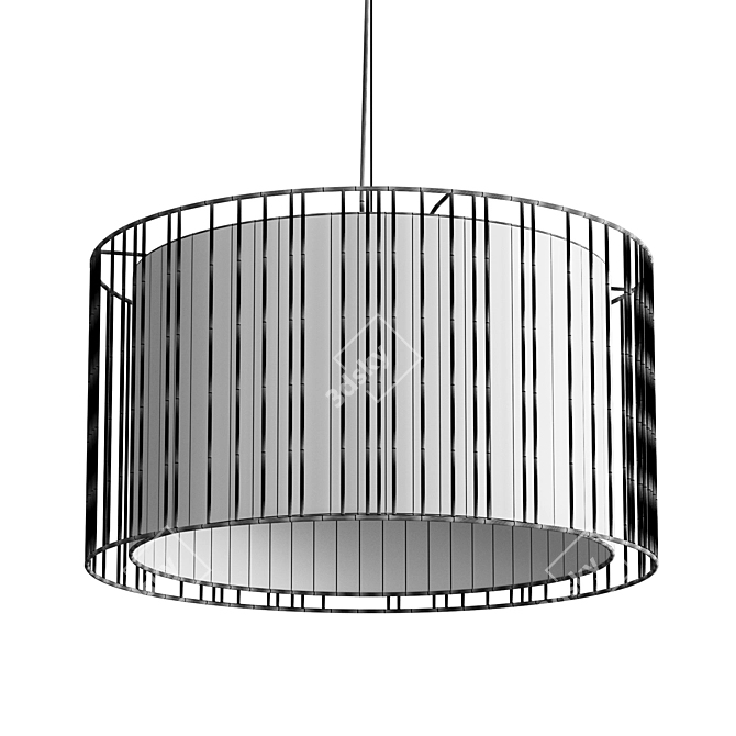 Modern Hanging Steel and Textile Lamp 3D model image 7