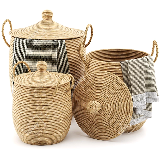 Handcrafted Market Style La Jolla Baskets 3D model image 2