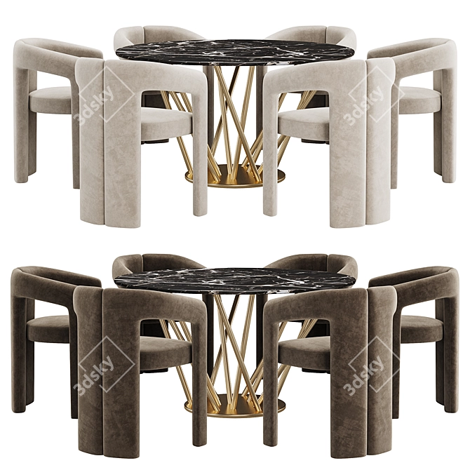 Sleek Dining Set with Style 3D model image 1