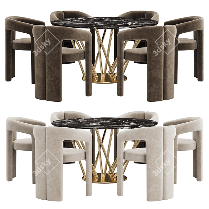 Sleek Dining Set with Style 3D model image 2