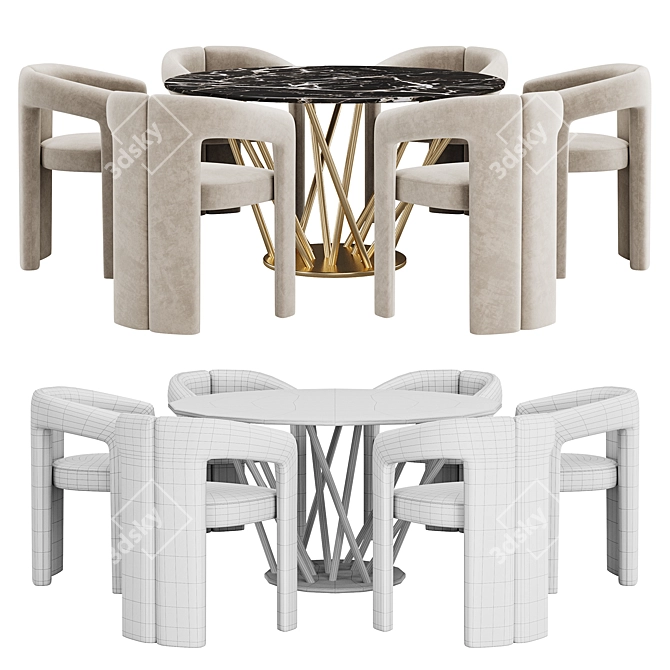 Sleek Dining Set with Style 3D model image 3