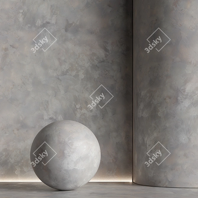 Seamless Grey Decorative Plaster 3D model image 1