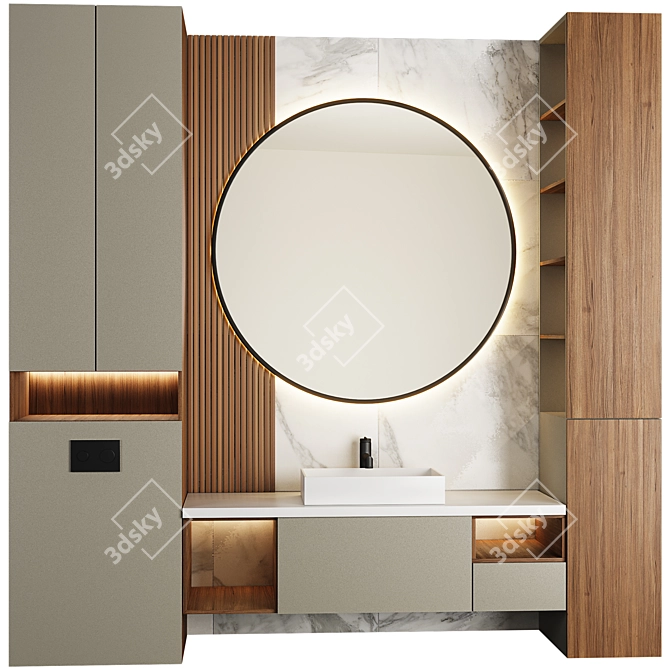 Modern Bathroom Furniture Set 3D model image 2