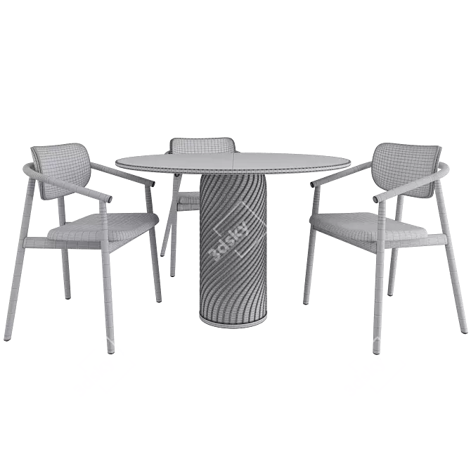 Elegant Monceau Table & Klara Armchair 3D model image 3