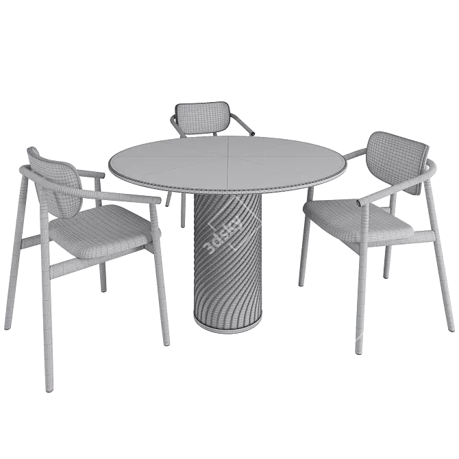 Elegant Monceau Table & Klara Armchair 3D model image 4