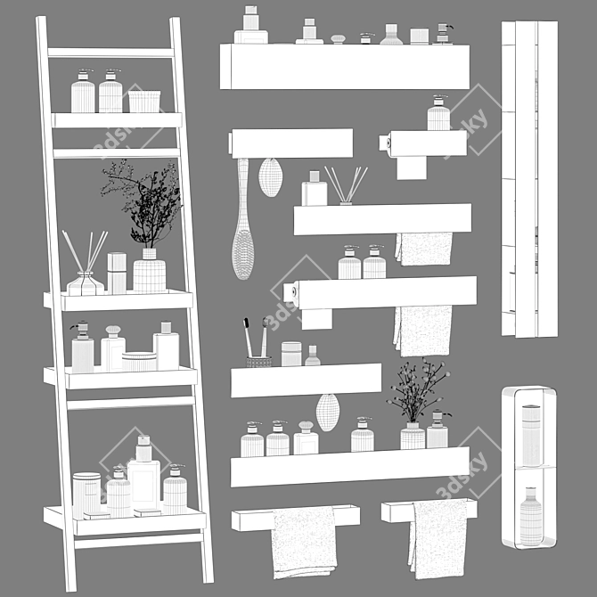 Tezza 02 Bathroom Accessories Set 3D model image 4