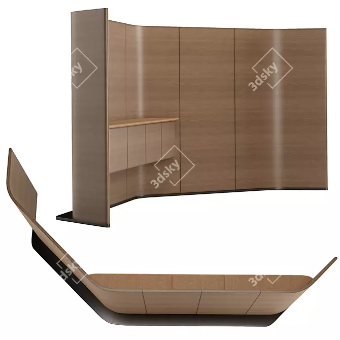 Elegant Dual Module Office Divider 3D model image 3