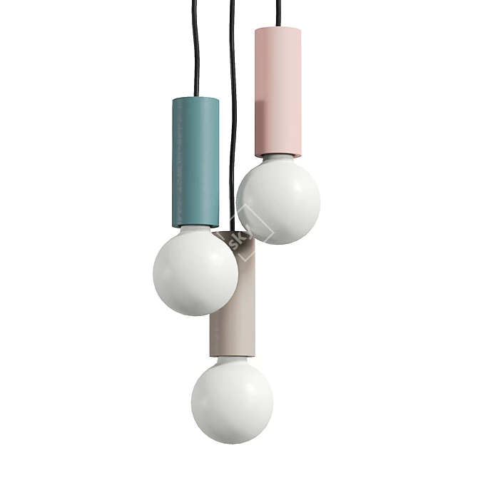 Modern Cement Pendant Lamp Trio 3D model image 1