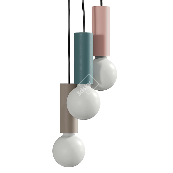 Modern Cement Pendant Lamp Trio 3D model image 5